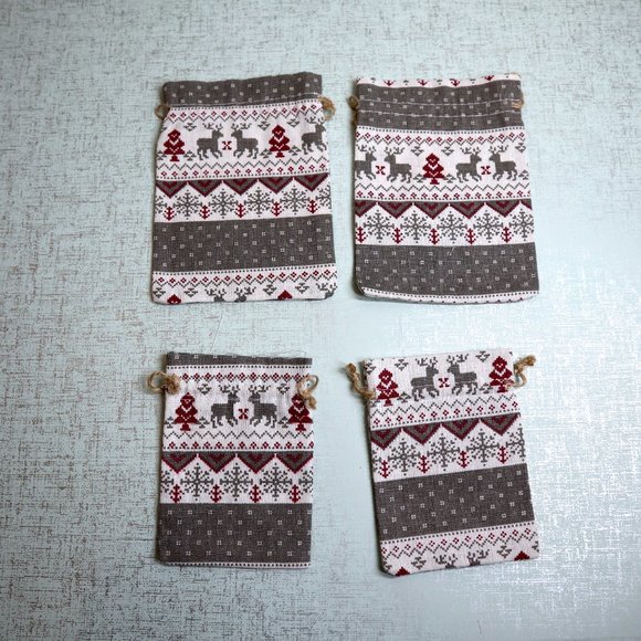 Red & Gray Christmas Burlap Bags 4 Days Xmas Countdown Calendar Stocking Grey - Picture 2 of 12